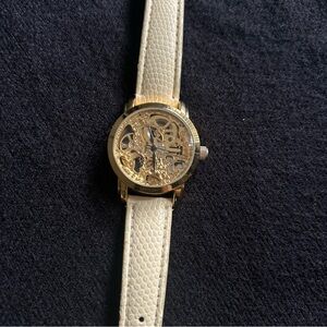 Akribos XXIV Automatic Mechanical Gold Tone Skeleton Womens Watch,Runs